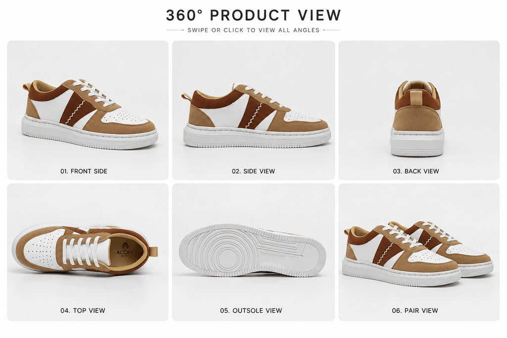 AVARA ONE – Premium White & Tan Casual Sneakers for Men
