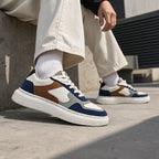 AVARA NEXUS Premium Casual Sneakers – White, Navy & Tan