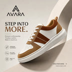 AVARA ONE – Premium White & Tan Casual Sneakers for Men