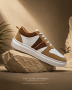 AVARA ONE – Premium White & Tan Casual Sneakers for Men