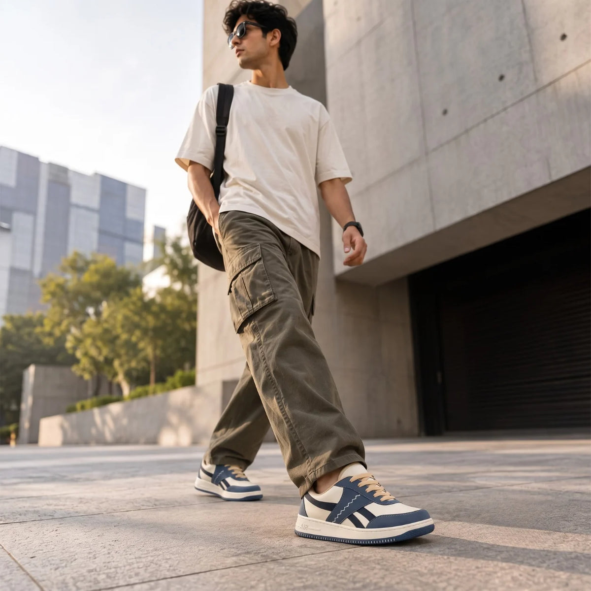 AVARA VANTA Premium Casual Sneakers | Beige Grey & Black