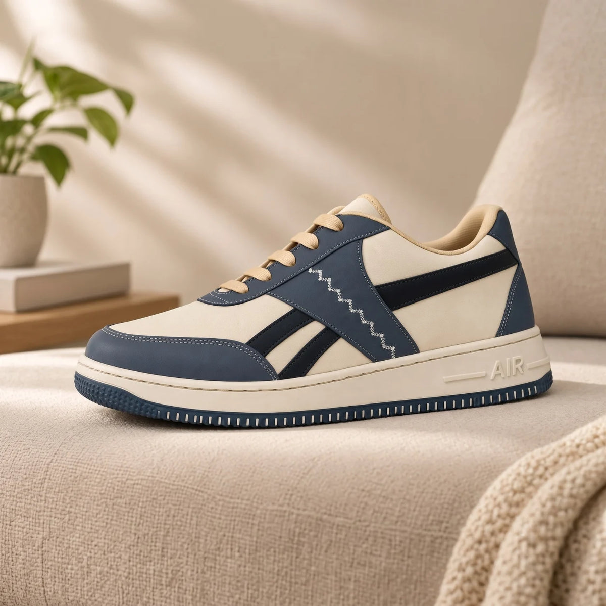 AVARA VANTA Premium Casual Sneakers | Beige Grey & Black