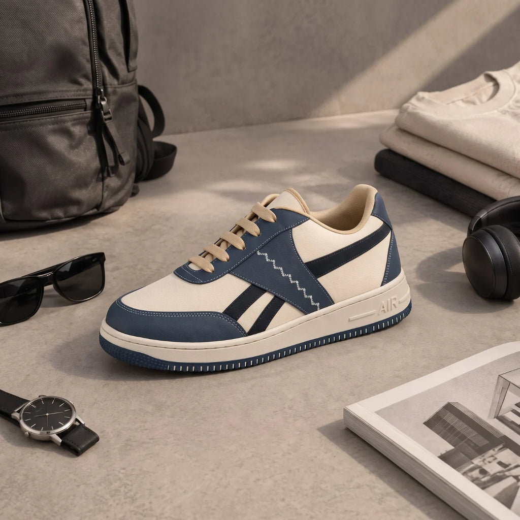 AVARA VANTA Premium Casual Sneakers | Beige Grey & Black