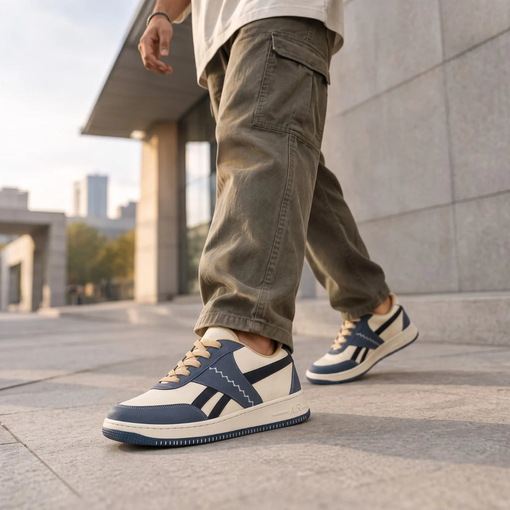 AVARA VANTA Premium Casual Sneakers | Beige Grey & Black